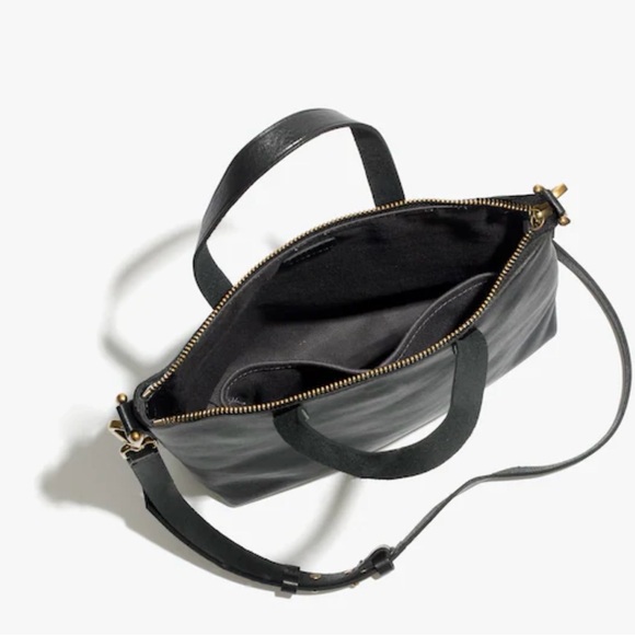 NWOT Madewell Crossbody Black Leather Tote Bag Adjustable Removable Straps - Picture 3 of 11